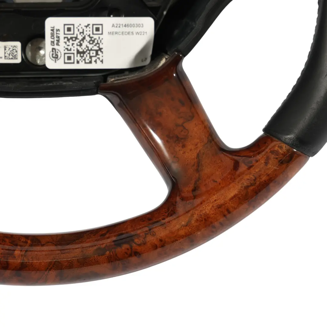 Cuero Negro Madera Nogal para Mercedes C216 W221 Volante con número de pieza A2214600303 Mercedes C216 W221 Volante Cuero Negro Madera Nogal - SKU A2214600303 - Número de pieza A2214600303