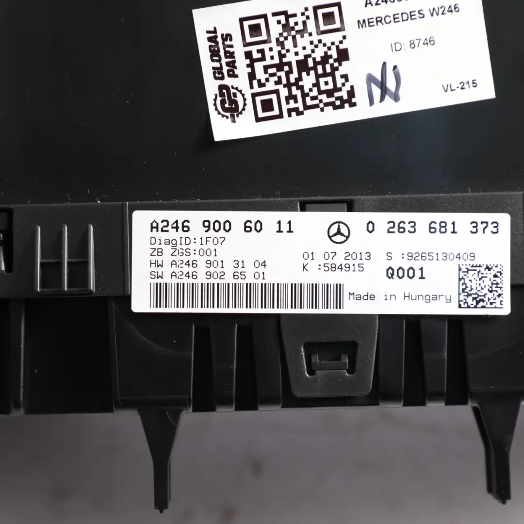 Mercedes W246 Instrument Cluster Speedometer M270 Petrol Automatic - SKU RHD-A2469006011 - Part number A2469006011