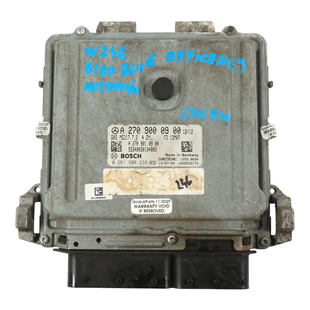 Mercedes W246 B180 270.910 122HP BlueEFFI Komputer Silnika ECU - SKU A2709000900-7 - Numer Części A2709000900