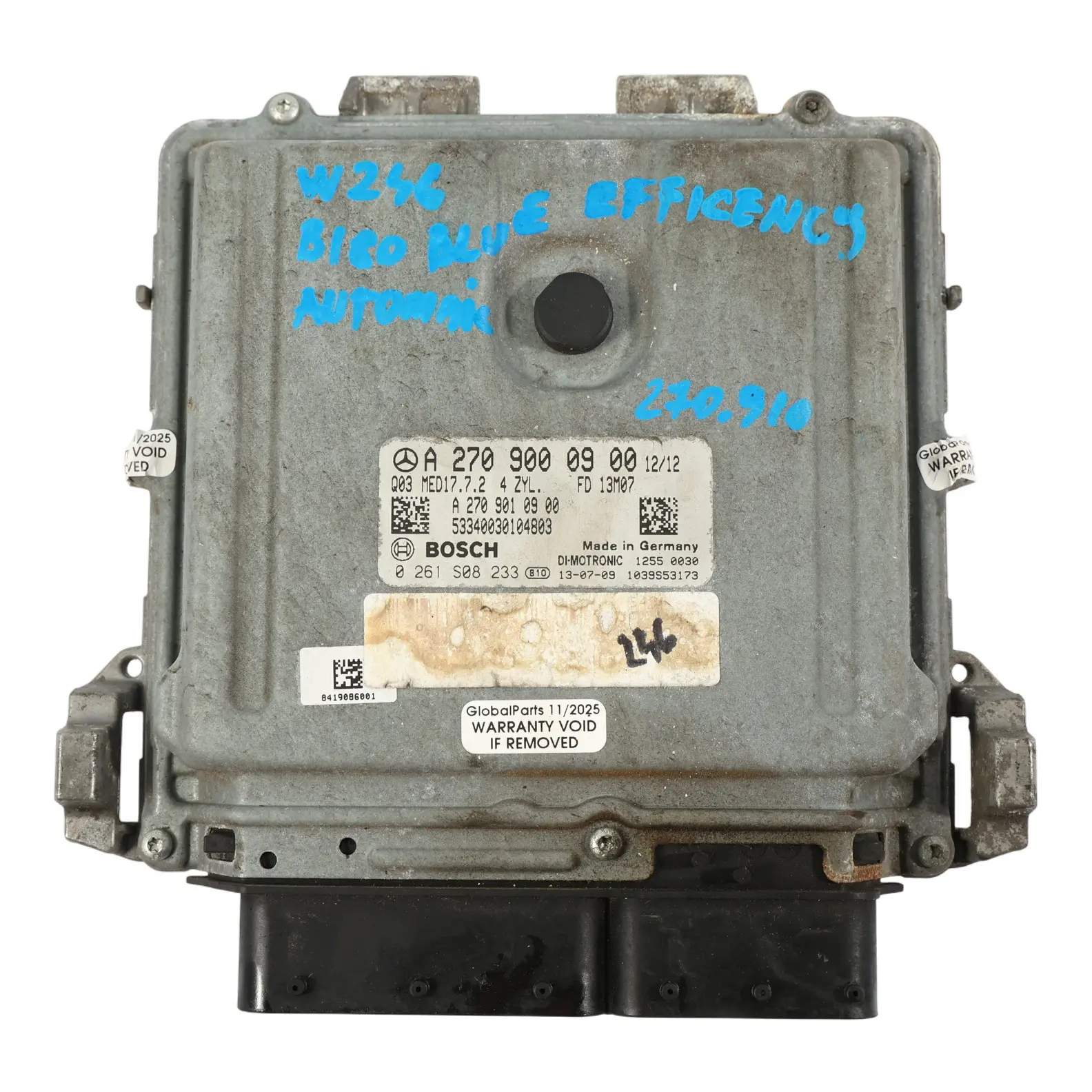 Mercedes W246 B180 270.910 122HP Blueeffi Motor ECU A2709000900 Automático