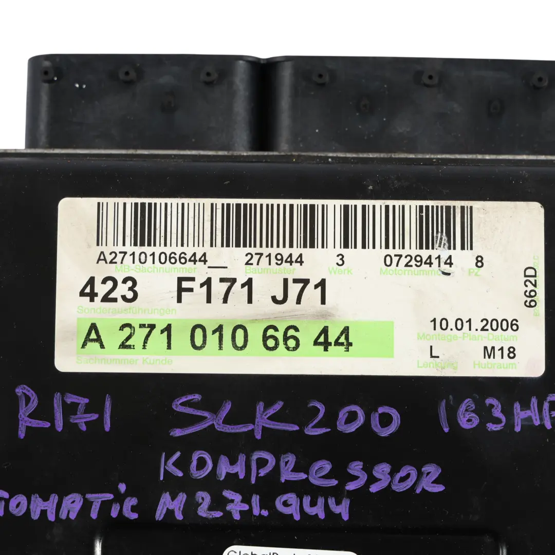 SLK200 M271.944 163CH Calculateur Moteur Automatique pour Mercedes R171 à propos du numéro de pièce A2710106644 Mercedes R171 SLK200 M271.944 163CH Calculateur Moteur Automatique - SKU A2710106644-1 - Numéro de pièce A2710106644