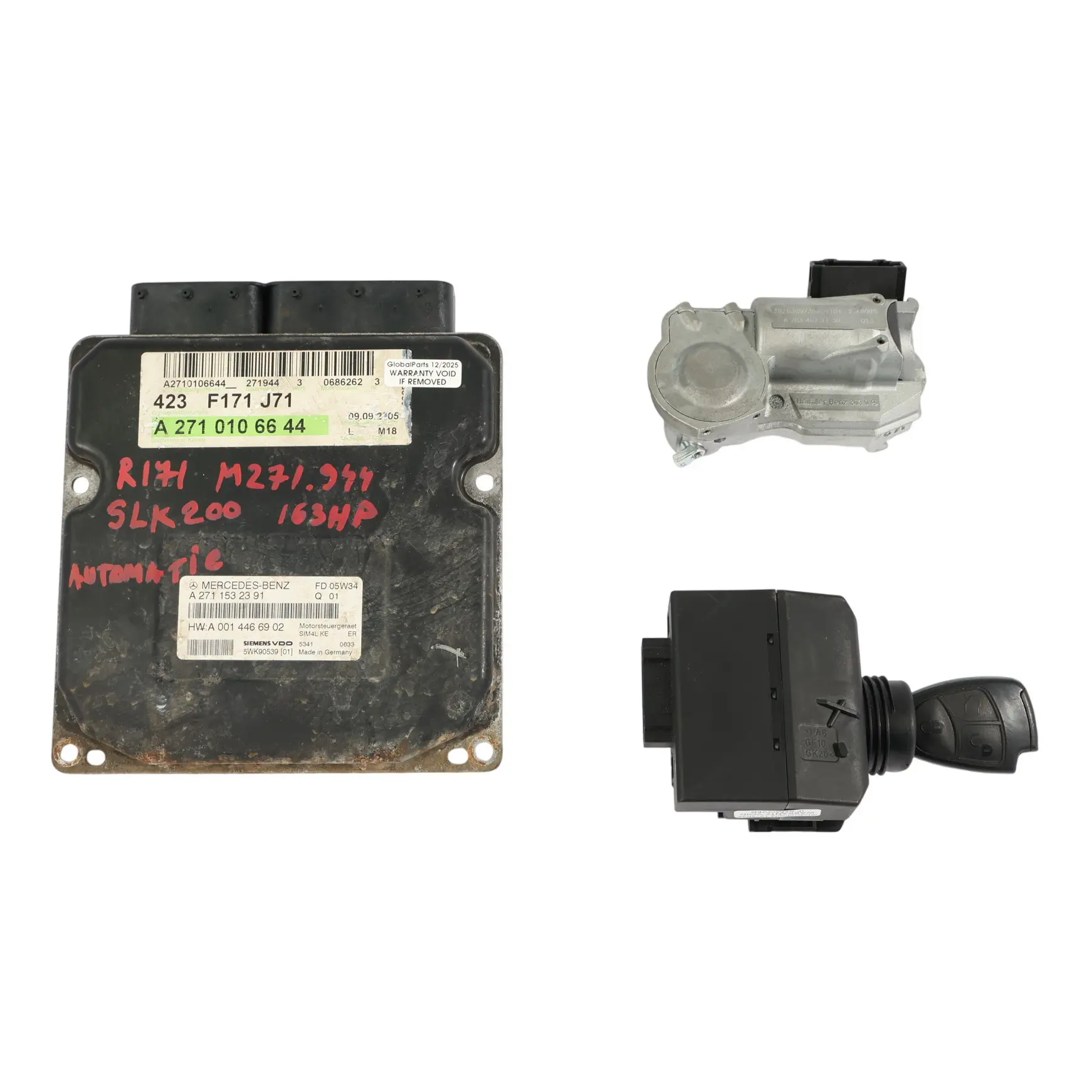 Mercedes R171 SLK200 M271.944 163 PS Motorsteuergerät Kit A2710106644 Schlüss