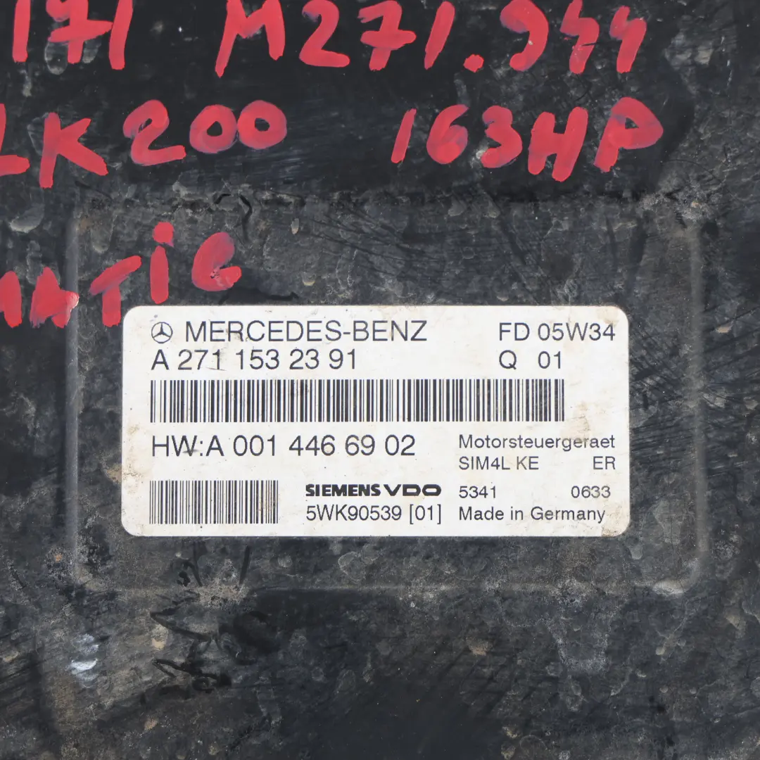 SLK200 M271.944 163HP Engine Control ECU Kit Key Lock to Mercedes R171 with Part number A2710106644 Mercedes R171 SLK200 M271.944 163HP Engine Control ECU Kit Key Lock - SKU A2710106644-2 - Part number A2710106644