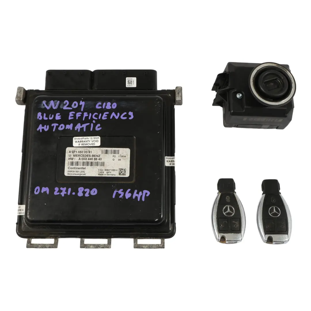 Mercedes W204 C207 W212 M271 156CH Kit Calculateur Moteur Automat - SKU A2711500391-12 - Numéro de pièce A2711500391