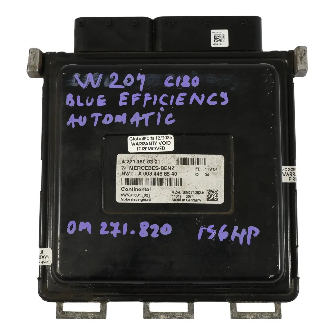 Mercedes W204 C207 W212 M271 156CH Kit Calculateur Moteur Automat - SKU A2711500391-12 - Numéro de pièce A2711500391