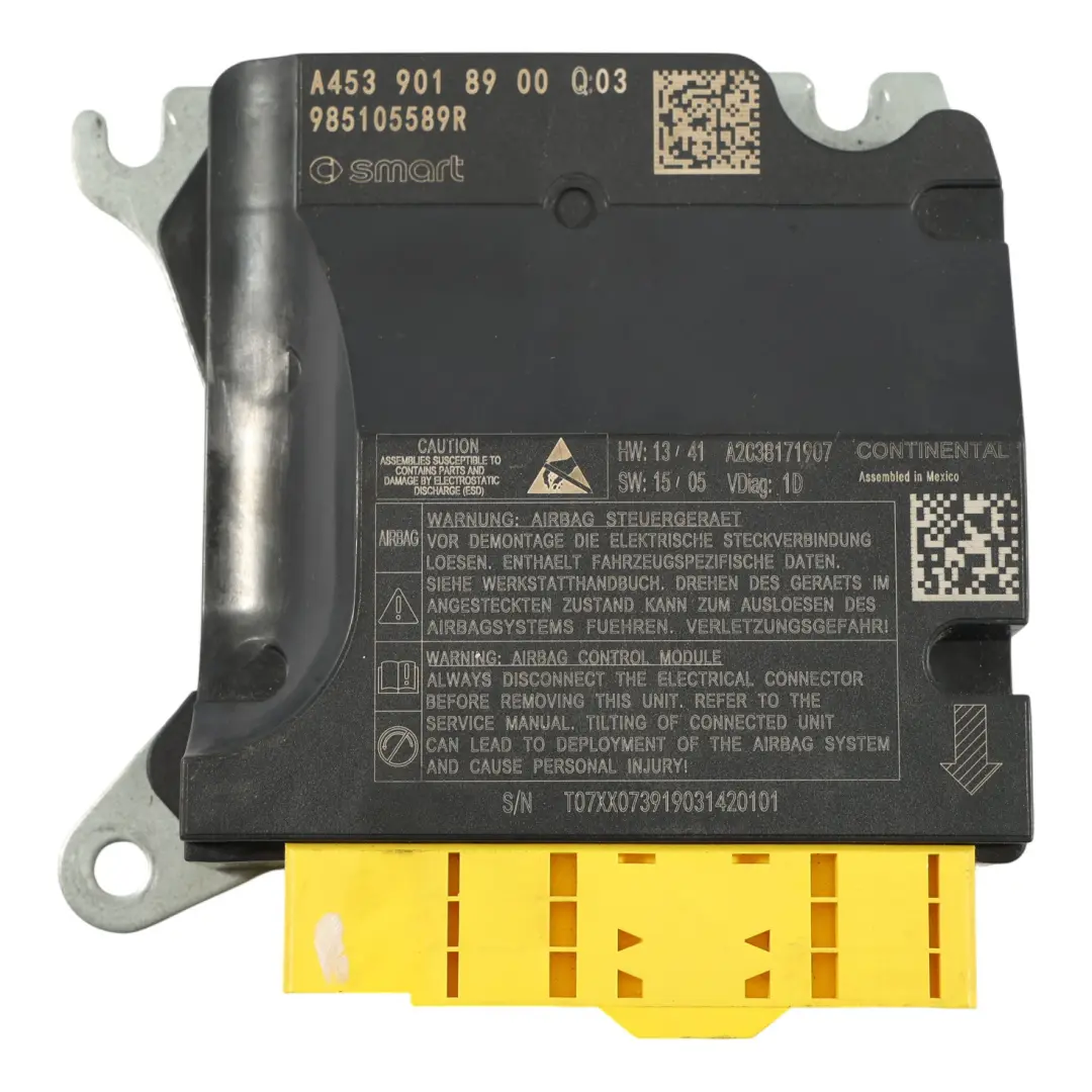 Smart Fortwo C453 Module Air Module Commande SRS Impact Calculateur - SKU A4539018900 - Numéro de pièce A4539018900