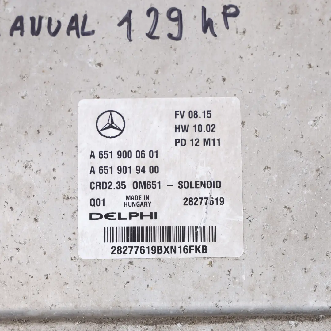 Mercedes Sprinter W906 313 CDI 651.955 129CV Kit ECU Motore Manuale - SKU A6519000601-3 - Numero di parte A6519000601