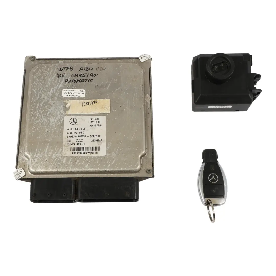 Mercedes W176 A180 CDI OM651.901 109HP Engine Unit ECU Kit Automatic - SKU A6519007600-5 - Part number A6519007600