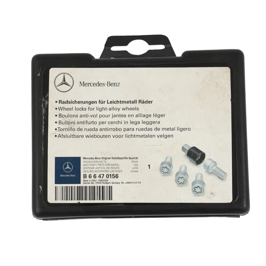 Radsicherungsbolzen Sicherungsmutter Satz für Mercedes W164 W166 mit Teilenummer B66470156 Mercedes W164 W166 Radsicherungsbolzen Sicherungsmutter Satz - SKU B66470156 - Teilenummer B66470156