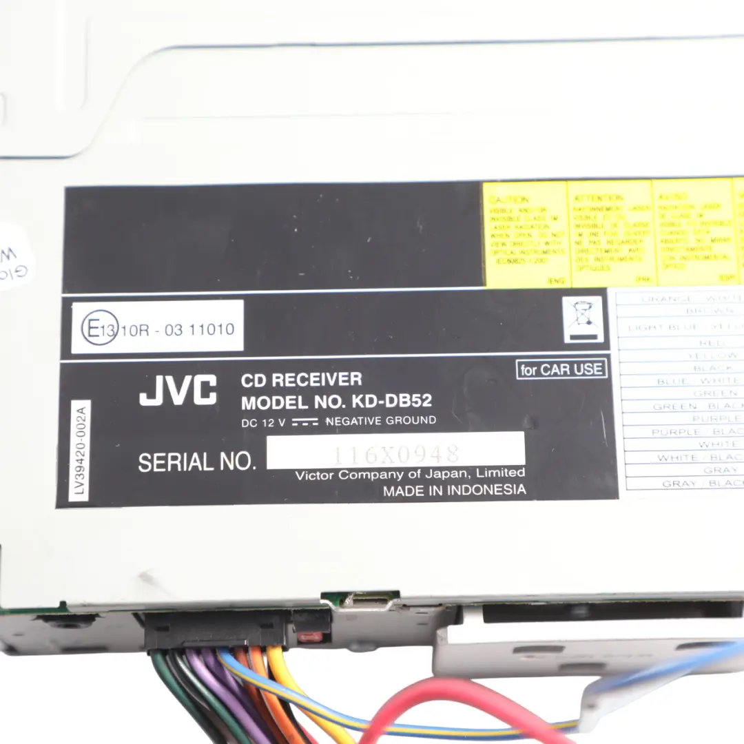  Genuine JVC Car Radio Stereo MP3 Audio Player Bluetooth Head Unit - SKU KD-DB52 - Part number KD-DB52