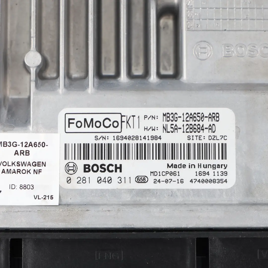 VW Amarok Mk2 NF 3.0 TDI DXWB 241HP Engine Control ECU Automatic - SKU MB3G-12A650-ARB - Part number MB3G-12A650-ARB