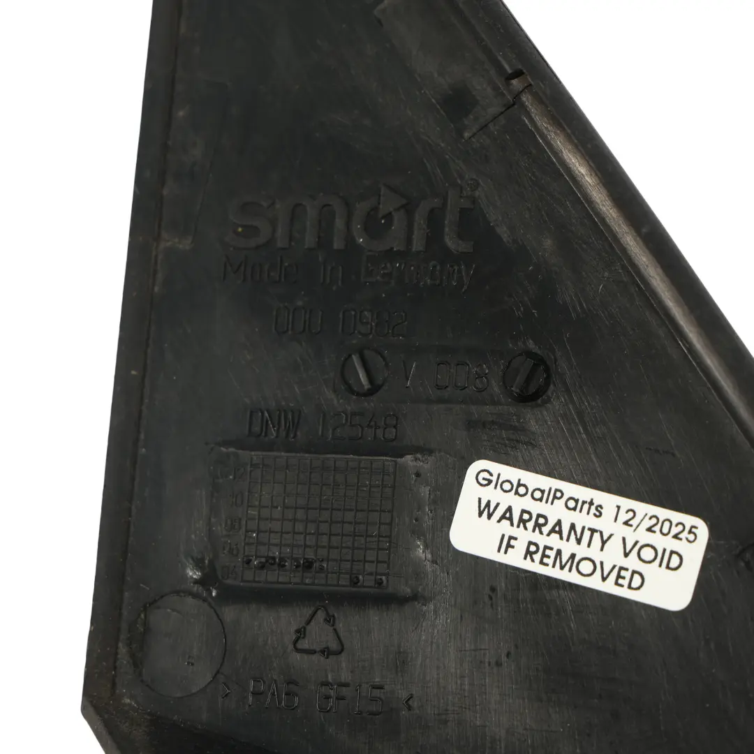 C450 Puerta Delantera Aleta Triángulo Tapa Derecho 000982 para Smart Fortwo con número de pieza Q0000982V008C22A00 Smart Fortwo C450 Puerta Delantera Aleta Triángulo Tapa Derecho 000982 - SKU Q0000982V008C22A00 - Número de pieza Q0000982V008C22A00