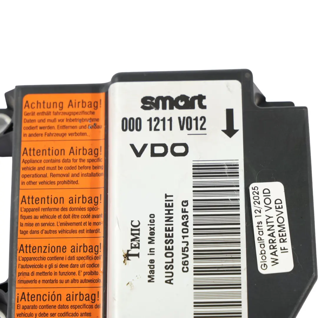 Smart Fortwo C450 Unidad De Control Del Módulo De Aire Del 0001211V012 - SKU Q0001211V012000000 - Número de pieza Q0001211V012000000