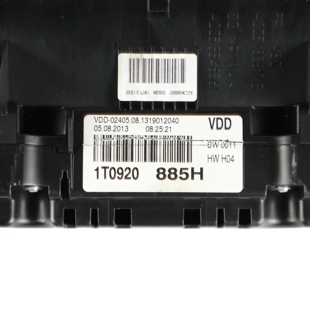 Instrument Cluster Speedometer Petrol Automatic to Volkswagen Touran 1T with Part number 1T0920885H Volkswagen Touran 1T Instrument Cluster Speedometer Petrol Automatic - SKU RHD-1T0920885H - Part number 1T0920885H
