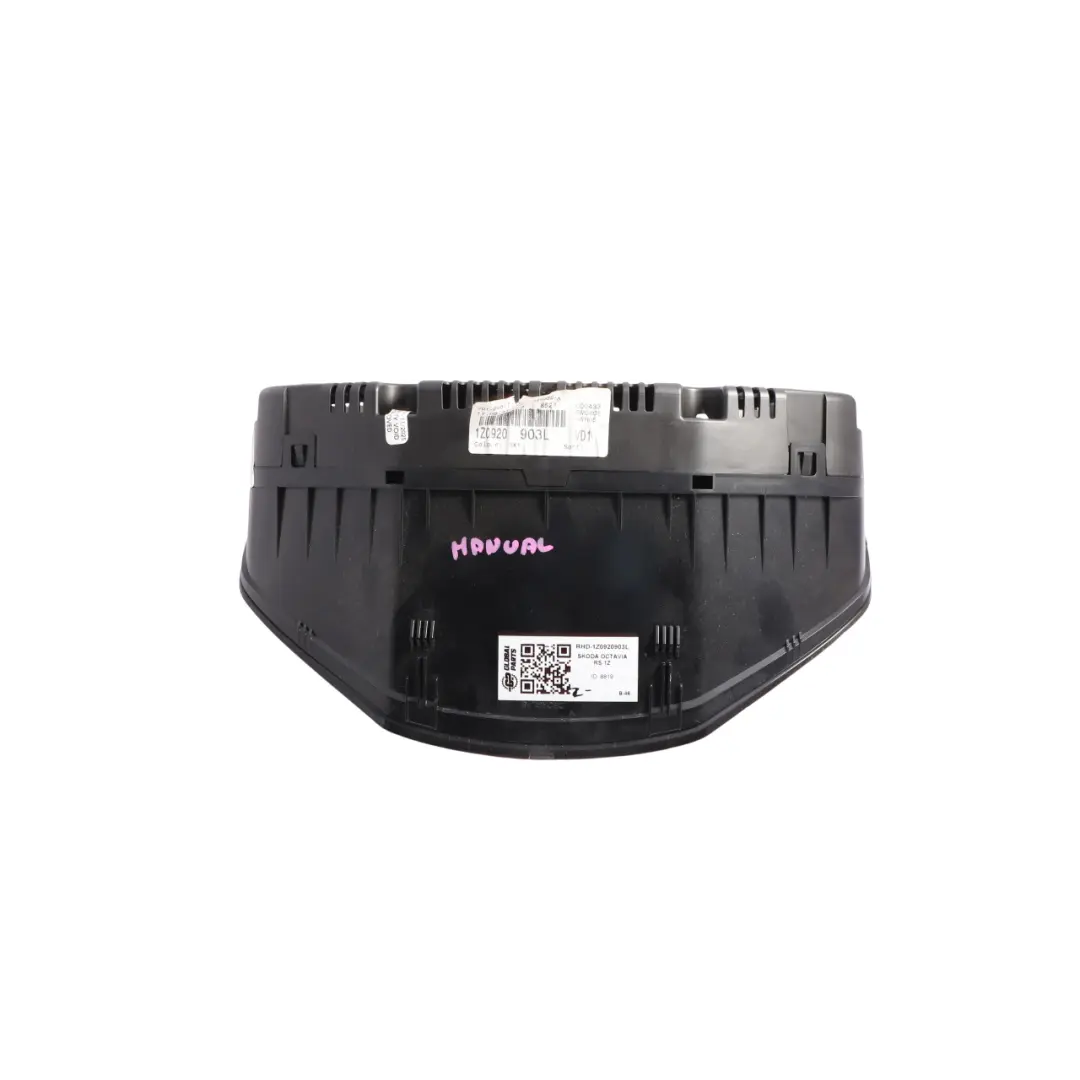 1Z Instrument Cluster Speedometer Petrol Manual to Skoda Octavia RS with Part number 1Z0920903L Skoda Octavia RS 1Z Instrument Cluster Speedometer Petrol Manual - SKU RHD-1Z0920903L - Part number 1Z0920903L