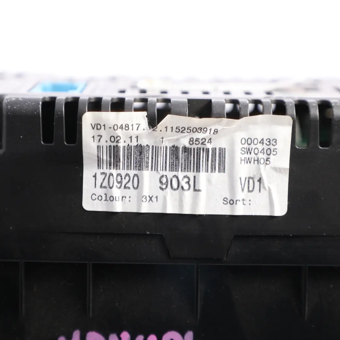 1Z Instrument Cluster Speedometer Petrol Manual to Skoda Octavia RS with Part number 1Z0920903L Skoda Octavia RS 1Z Instrument Cluster Speedometer Petrol Manual - SKU RHD-1Z0920903L - Part number 1Z0920903L