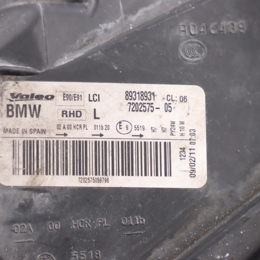 Headlight Lamp BMW E90 E91 LCI Headlamp Front Left N/S to with Part number 7202575 Headlight Lamp BMW E90 E91 LCI Headlamp Front Left N/S - SKU rhd-7202575-3 - Part number 7202575