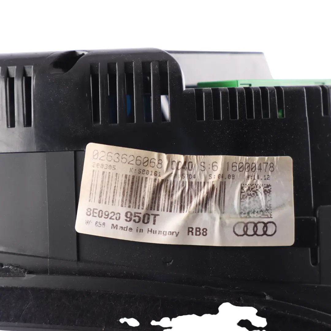 Audi A4 B7 Instrument Cluster Speedo Clocks Meter Manual Petrol - SKU RHD-8E0920950T - Part number 8E0920950T