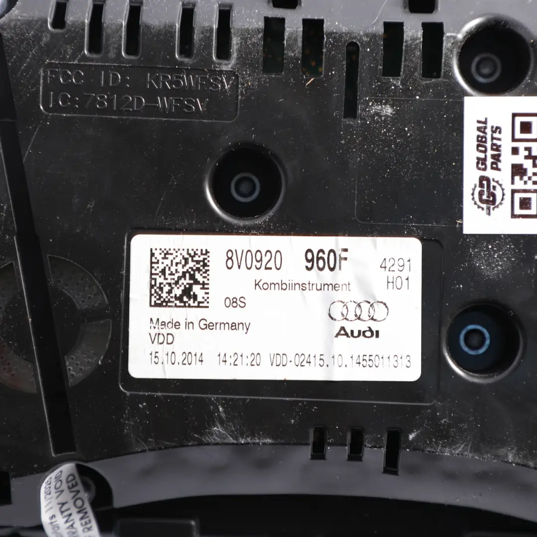 Instrument Cluster Speedometer 1.4 TFSI Petrol Manual to Audi A3 8V with Part number 8V0920960F Audi A3 8V Instrument Cluster Speedometer 1.4 TFSI Petrol Manual - SKU RHD-8V0920960F - Part number 8V0920960F