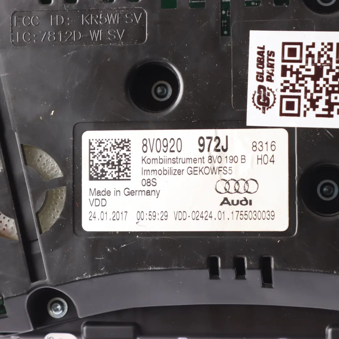 Instrument Cluster Speedometer Clocks Petrol Manual to Audi A3 8V with Part number 8V0920972J Audi A3 8V Instrument Cluster Speedometer Clocks Petrol Manual - SKU RHD-8V0920972J-1 - Part number 8V0920972J