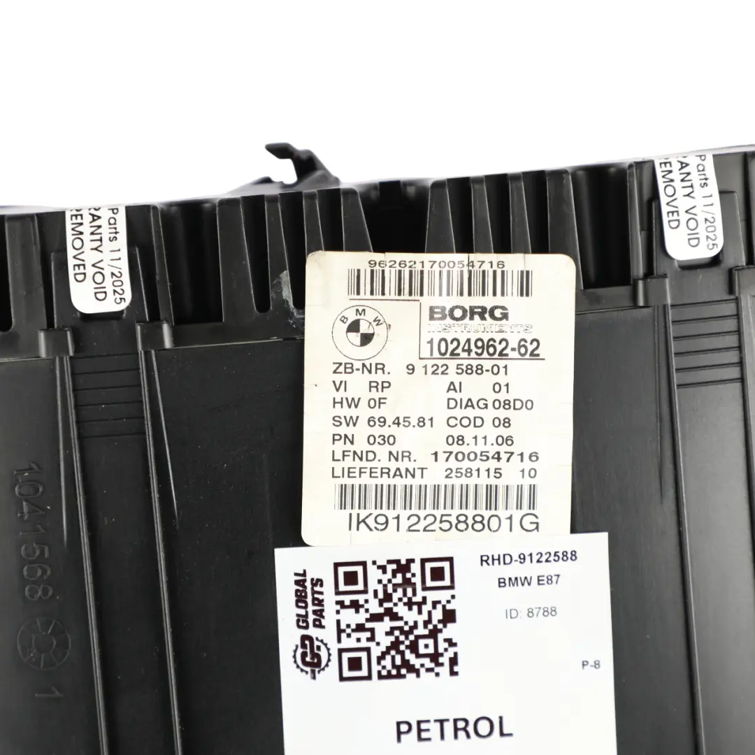BMW 1 SERIES E81 E82 E87 E88 Petrol Cluster Speedo Clocks Automatic 9122588 - SKU RHD-9122588 - Part number 62109122588