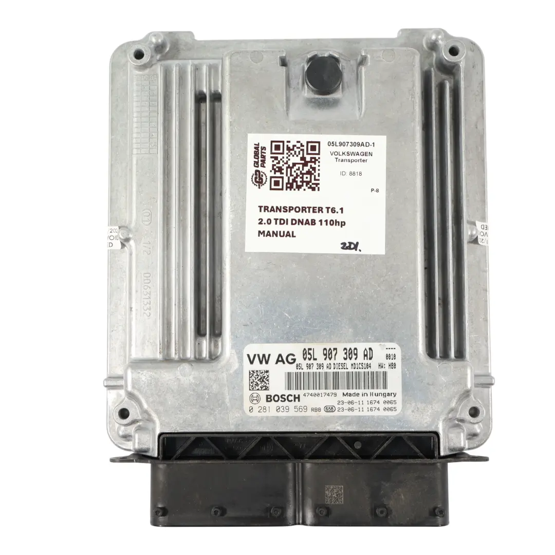 T6.1 2.0TDI DNAB 110PS Motor Steuerung ECU Kit Manual für VW Transporter mit Teilenummer 05L907309AD VW Transporter T6.1 2.0TDI DNAB 110PS Motor Steuerung ECU Kit Manual - SKU 05L907309AD-1 - Teilenummer 05L907309AD