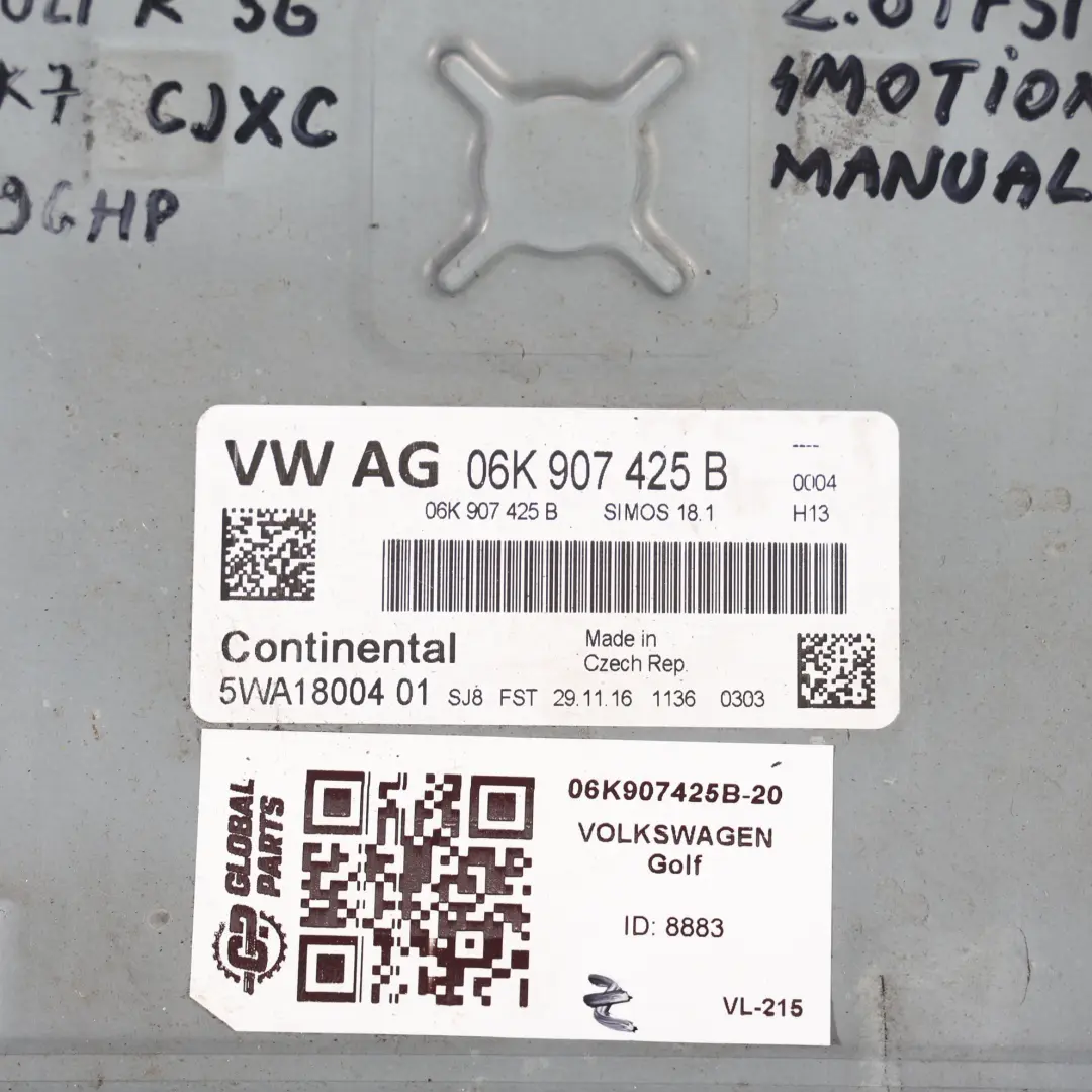 Volkswagen Golf R 5G MK7 2.0TFSI CJXC 300HP Motor Steuer Gerät Manuel - SKU 06K907425B-20 - Teilenummer 06K907425B