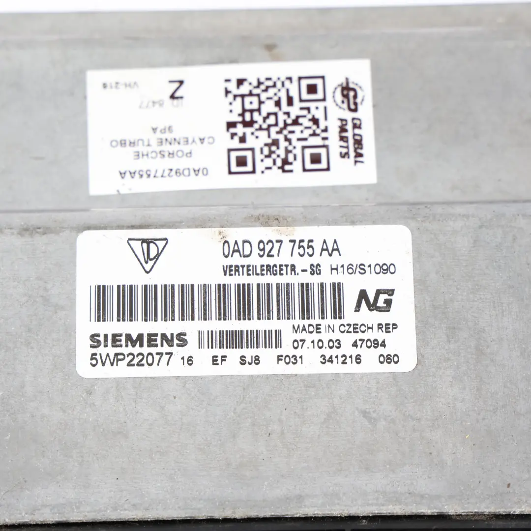 Porsche Cayenne 955 9PA Moduł Sterownik Skrzyni Biegów Manual - SKU 0AD927755AA - Numer Części 0AD927755AA