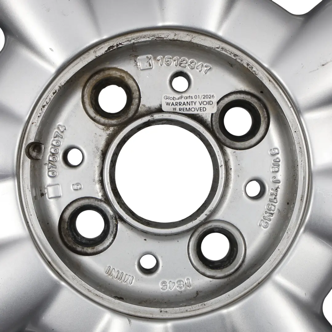 Mini Cooper One R50 R52 Argento Cerchio in lega 15" 5,5J ET:45 a 8 razze 82 - SKU 1512347-1 - Numero di parte 1512347