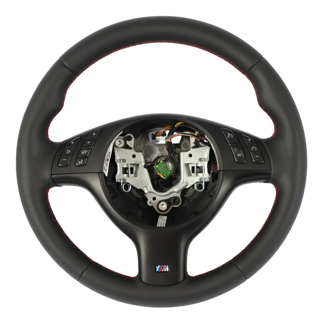 BMW E46 M3 E39 M5 Volante NUOVO Pelle Nera M Sport Filo Rosso - SKU 2282020-2 - Numero di parte 2282020
