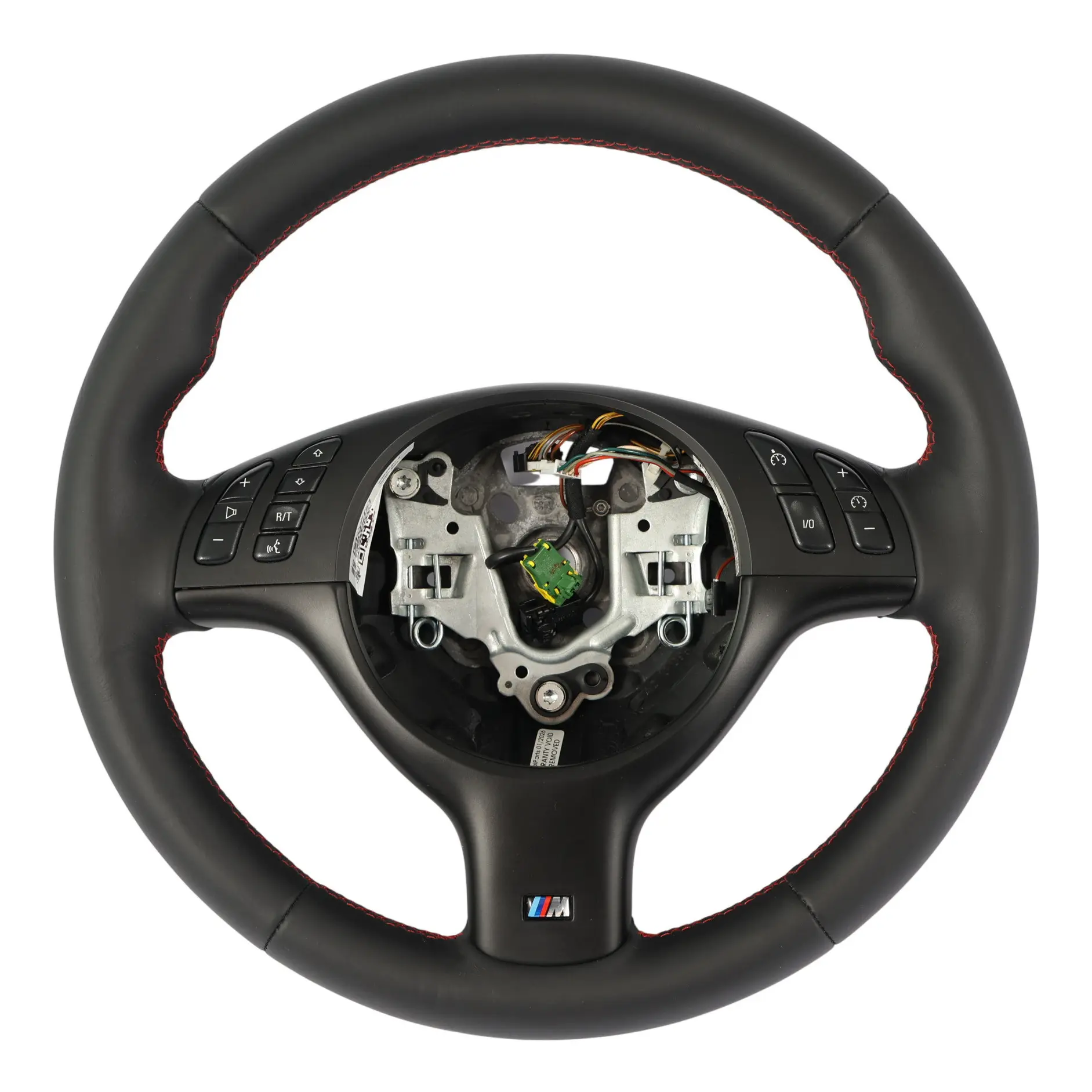 BMW E46 M3 E39 M5 Volante NUOVO Pelle Nera M Sport Filo Rosso