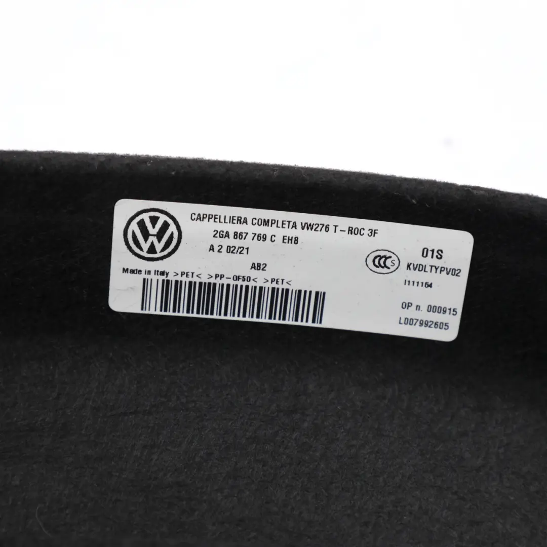 VW Volkswagen T-ROC Rear Parcel Shelf Luggage Compartment Panel - SKU 2GA867769C - Part number 2GA867769C