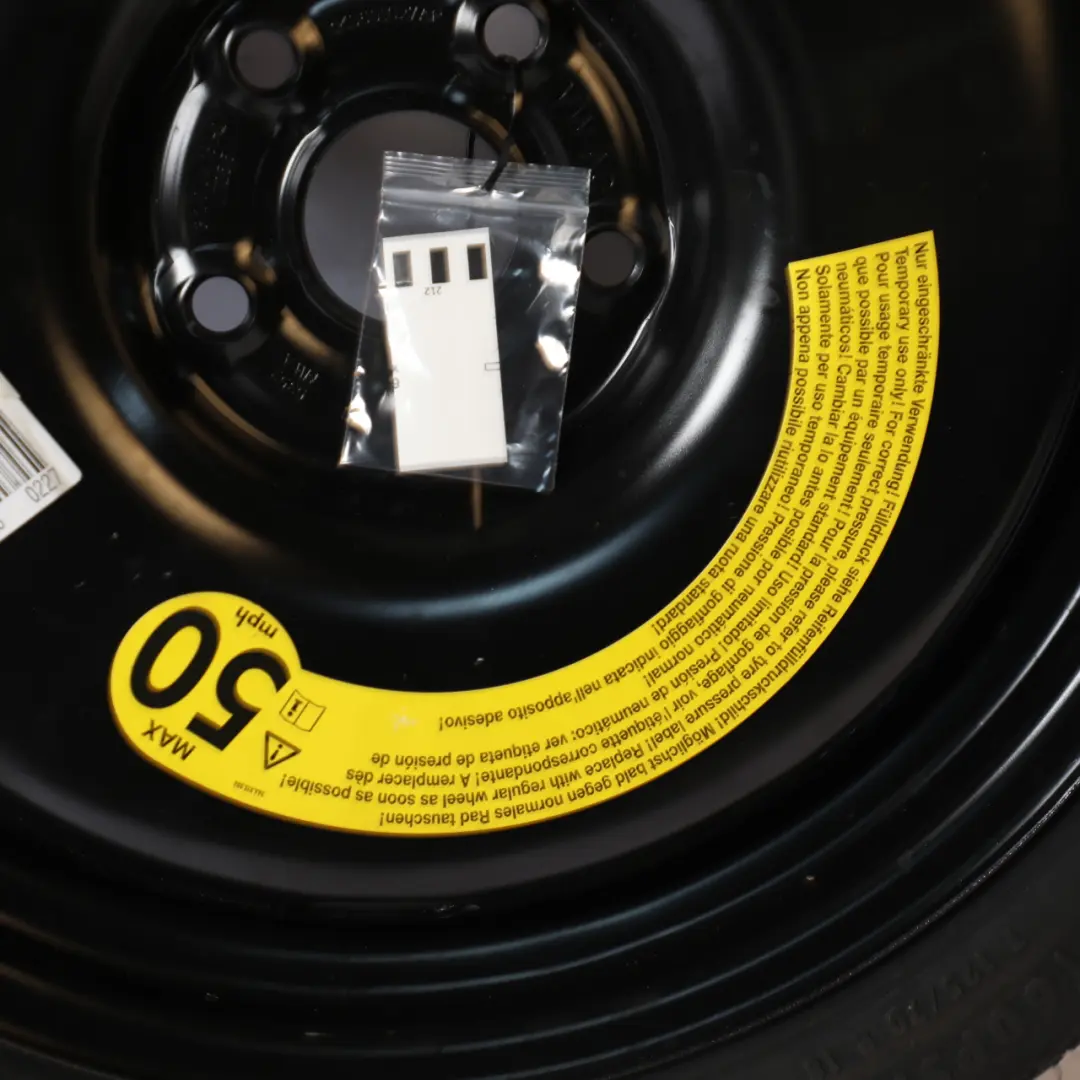 Spare Wheel Steel Rim Continental Tire 125/70 18" to VW Golf Mk7 Space with Part number 3AA010006 VW Golf Mk7 Space Spare Wheel Steel Rim Continental Tire 125/70 18" - SKU 3AA010006 - Part number 3AA010006