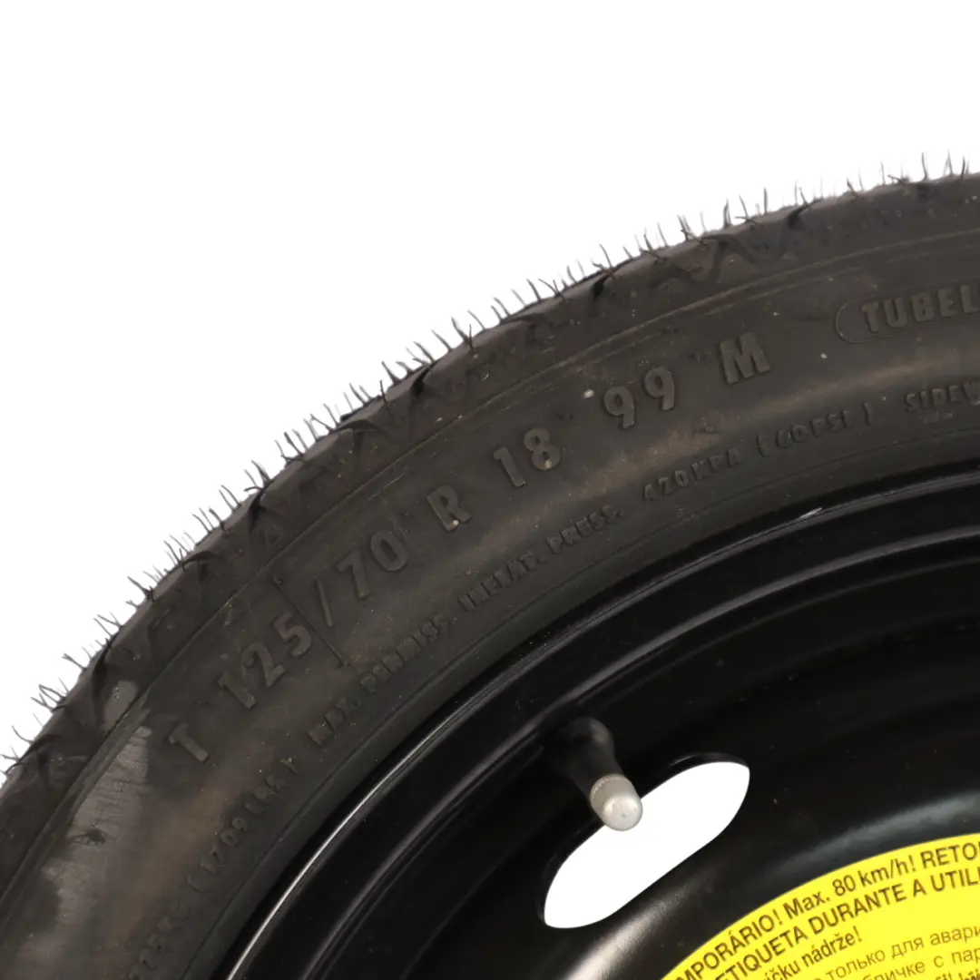 Spare Wheel Steel Rim Continental Tire 125/70 18" to VW Golf Mk7 Space with Part number 3AA010006 VW Golf Mk7 Space Spare Wheel Steel Rim Continental Tire 125/70 18" - SKU 3AA010006 - Part number 3AA010006