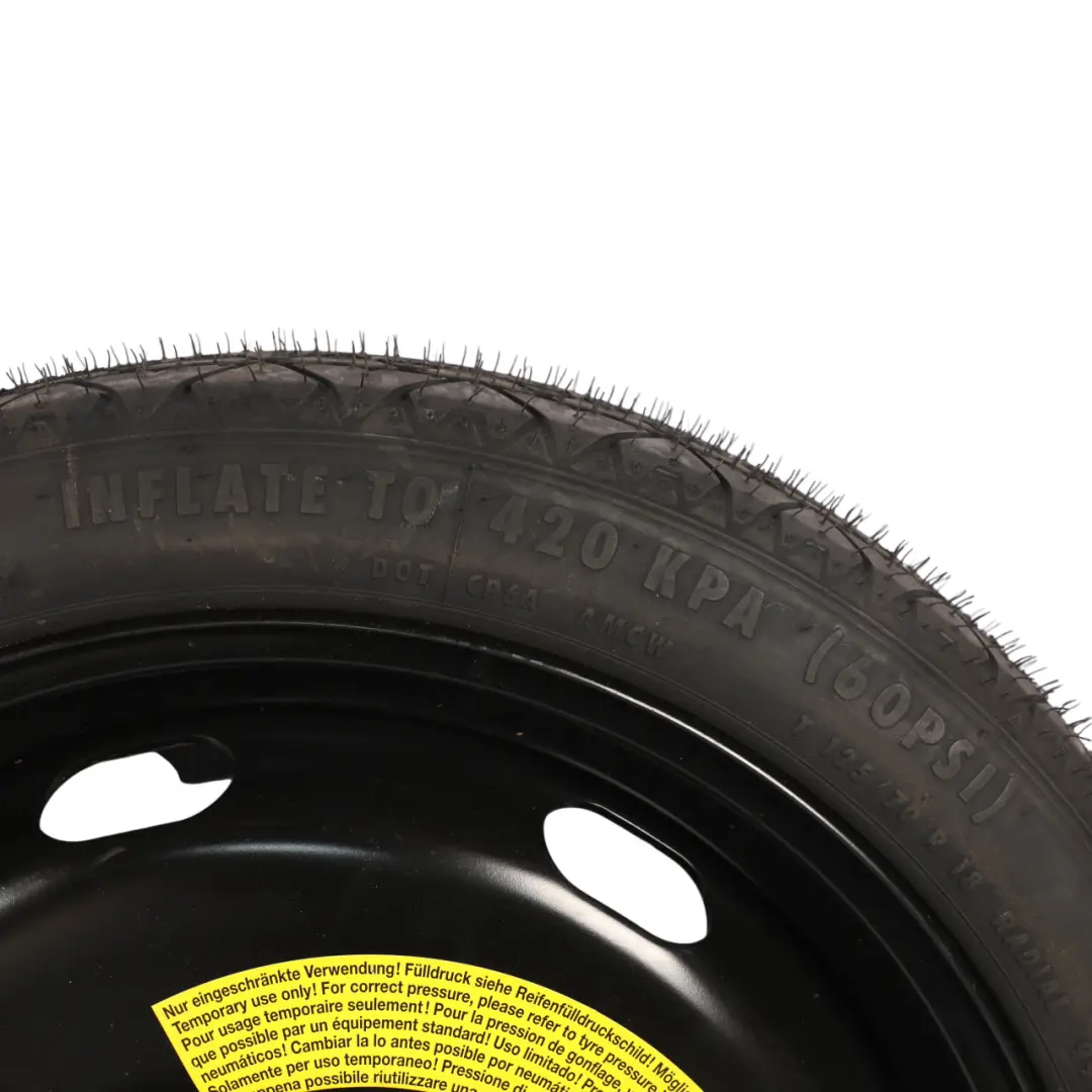 VW Golf Mk7 Space Spare Wheel Steel Rim Continental Tire 125/70 18" - SKU 3AA010006 - Part number 3AA010006