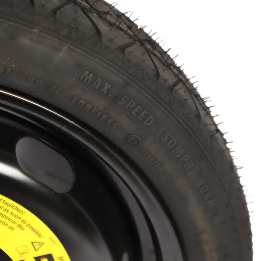 Spare Wheel Steel Rim Continental Tire 125/70 18" to VW Golf Mk7 Space with Part number 3AA010006 VW Golf Mk7 Space Spare Wheel Steel Rim Continental Tire 125/70 18" - SKU 3AA010006 - Part number 3AA010006