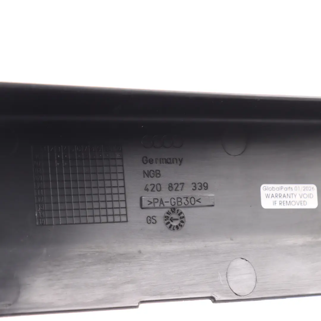 Bumper Vent Grille Panel Cover Trim Rear Left N/S to Audi R8 42 Spyder with Part number 420827339 Audi R8 42 Spyder Bumper Vent Grille Panel Cover Trim Rear Left N/S - SKU 420827339 - Part number 420827339