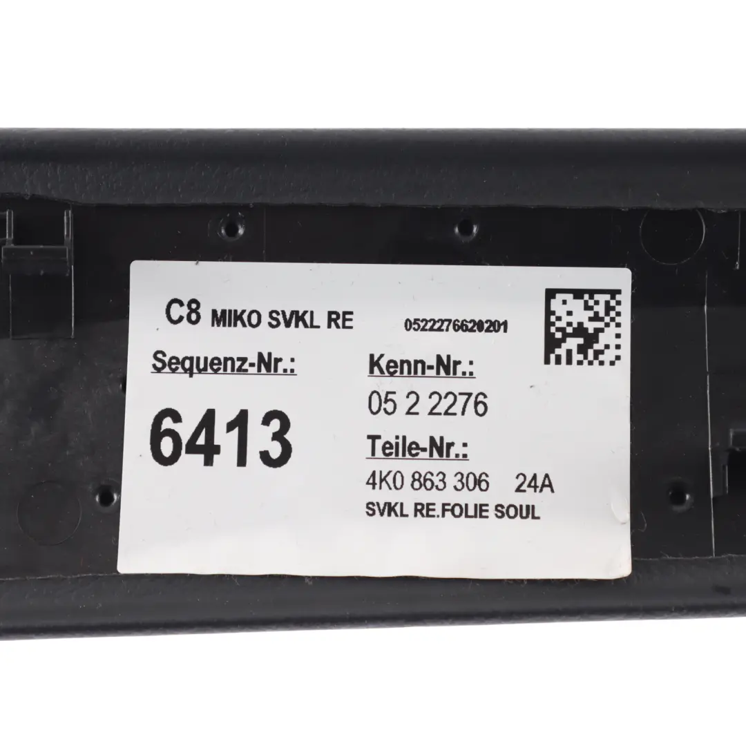 Consola Central Cubierta Tira Panel Derecho para Audi A6 C8 con número de pieza 4K0863306 Audi A6 C8 Consola Central Cubierta Tira Panel Derecho - SKU 4K0863306 - Número de pieza 4K0863306
