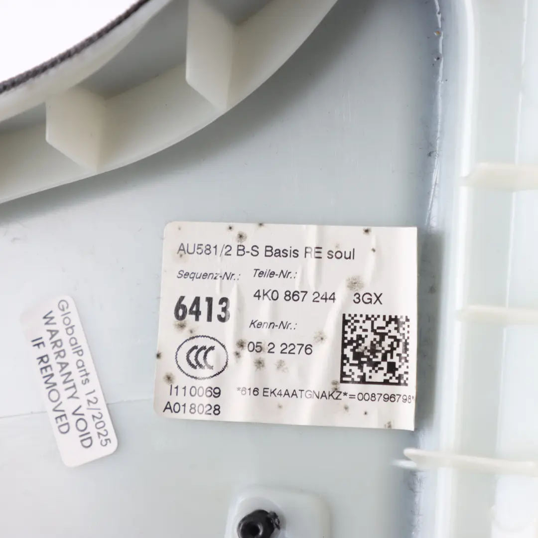 Audi A6 C8 B Pilar Tapa Panel Tira Negro Derecha - SKU 4K0867244 - Número de pieza 4K0867244