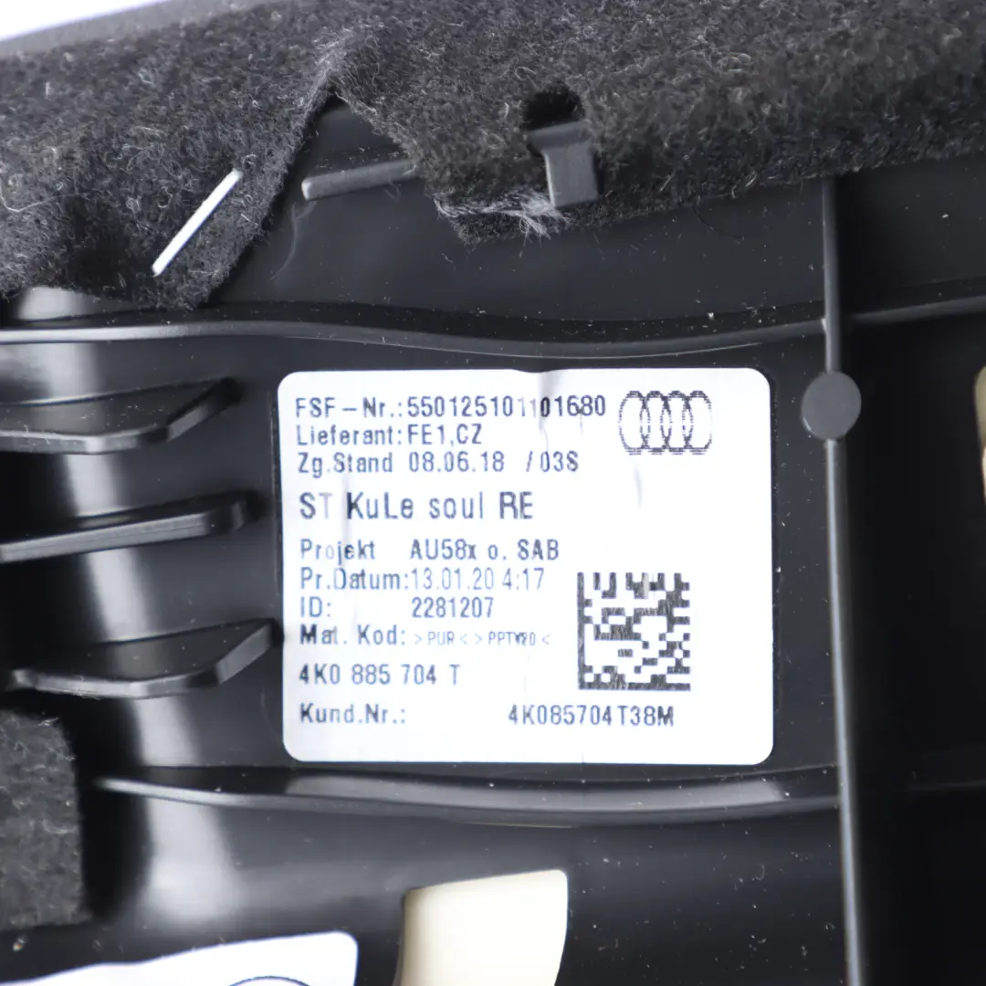 Material Side Cover Trim Right O/S Black Soul to Audi A6 C8 Rear Seat with Part number 4K0885704T Audi A6 C8 Rear Seat Material Side Cover Trim Right O/S Black Soul - SKU 4K0885704T - Part number 4K0885704T