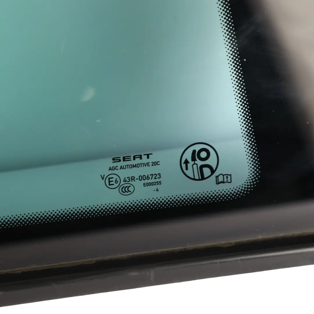 5F Mk3 3Dr Side Window Glass Green Rear Right Door O/S to Seat Leon with Part number 5F3845042E Seat Leon 5F Mk3 3Dr Side Window Glass Green Rear Right Door O/S - SKU 5F3845042E - Part number 5F3845042E