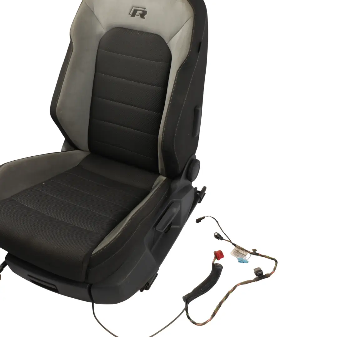Volkswagen Golf VII R 5D Front Seat Heated Cloth Alcantara Black Grey Left N/S - SKU 5G4881806DM-1 - Part number 5G4881806DM