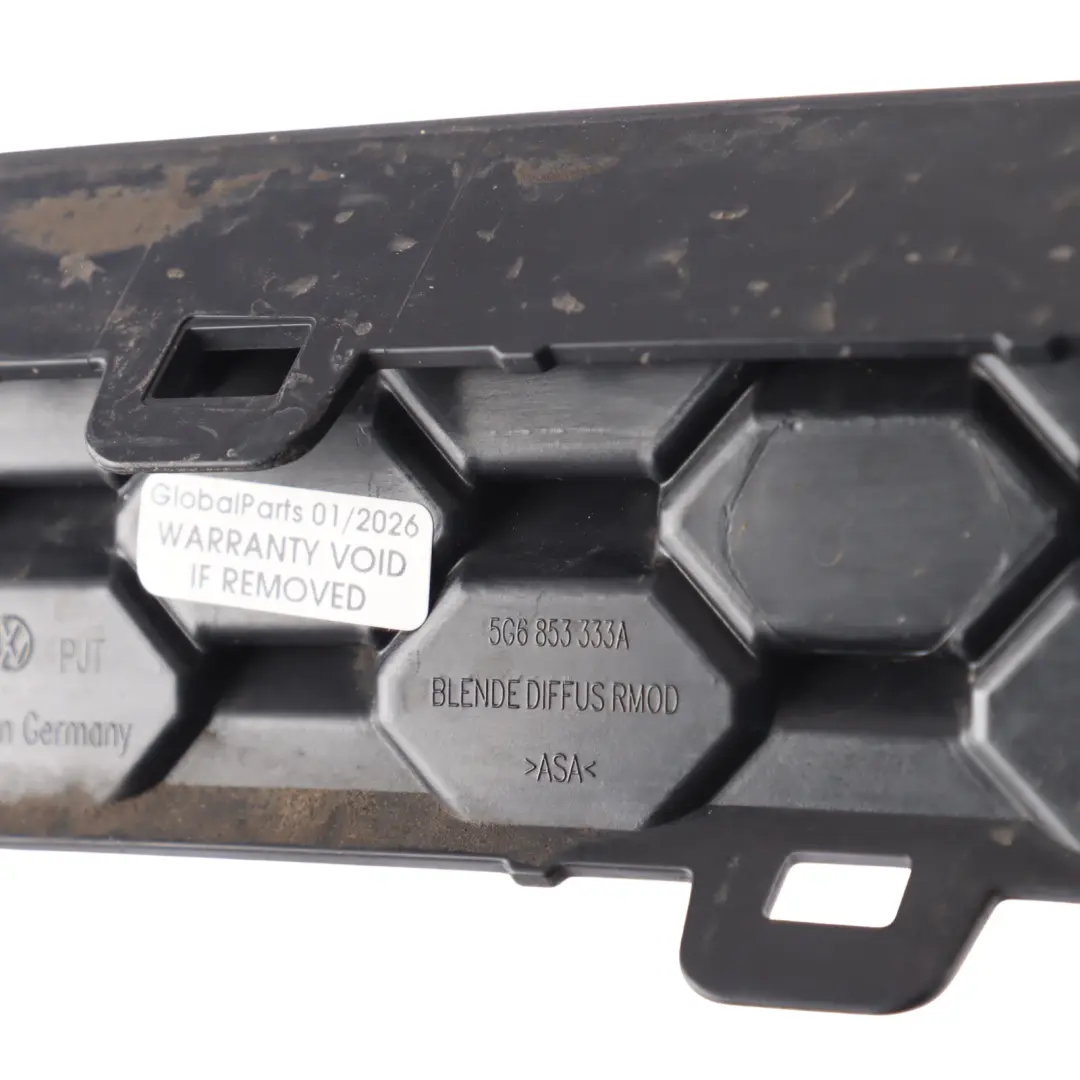 Volkswagen Golf R 5G Bumper Rear Trim Center Cover Satin Black - SKU 5G6853333A - Part number 5G6853333A