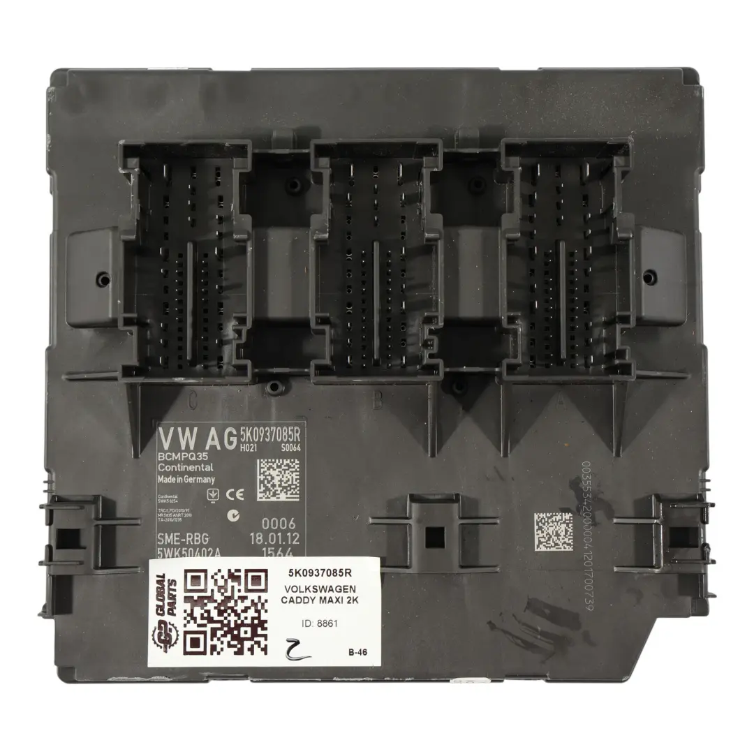 VW Volkswagen Caddy Maxi 2K BCM Modulo Controllo Corpo - SKU 5K0937085R - Numero di parte 5K0937085R