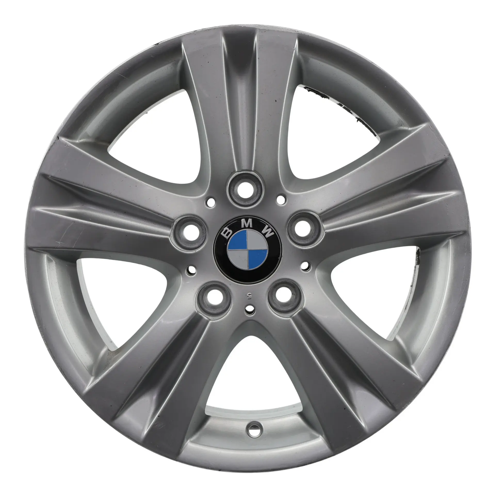 BMW E81 E87 E88 Silberne Leicht metall felge 16" 7J ET:44 Doppel speiche 6779696
