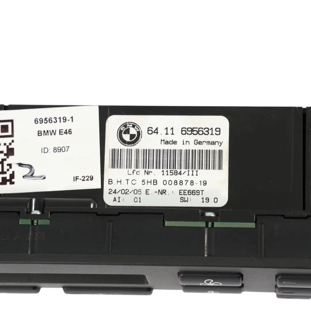 Panel Sterowania Przełącznik Klimatyzacji Klimy do BMW E46 o numerze 6956319 BMW E46 Panel Sterowania Przełącznik Klimatyzacji Klimy - SKU 6956319-1 - Numer Części 6956319