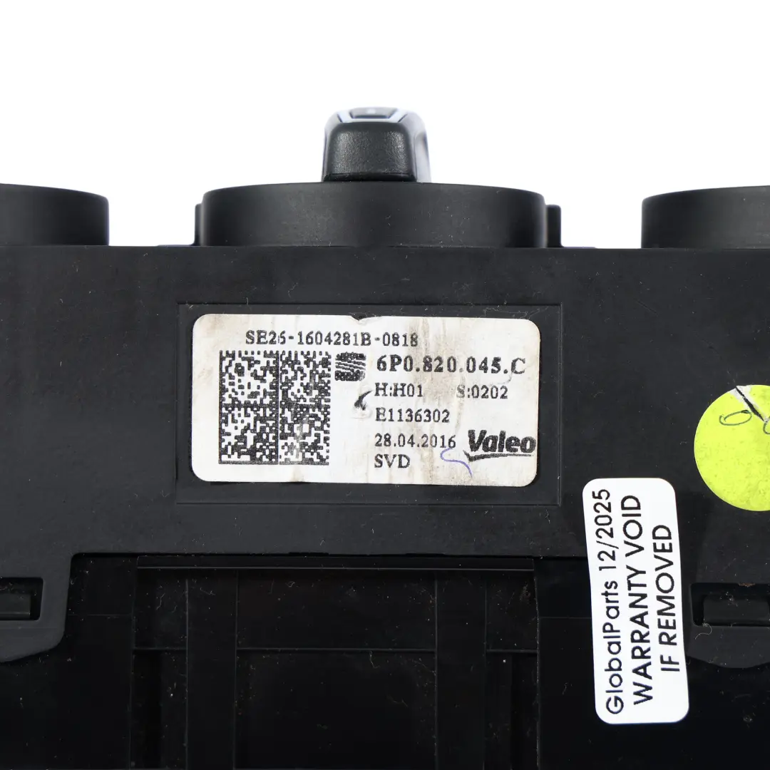 Seat Ibiza Mk4 6J 6P Riscaldatore Pannello Controllo Interruttore - SKU 6P0820045C - Numero di parte 6P0820045C