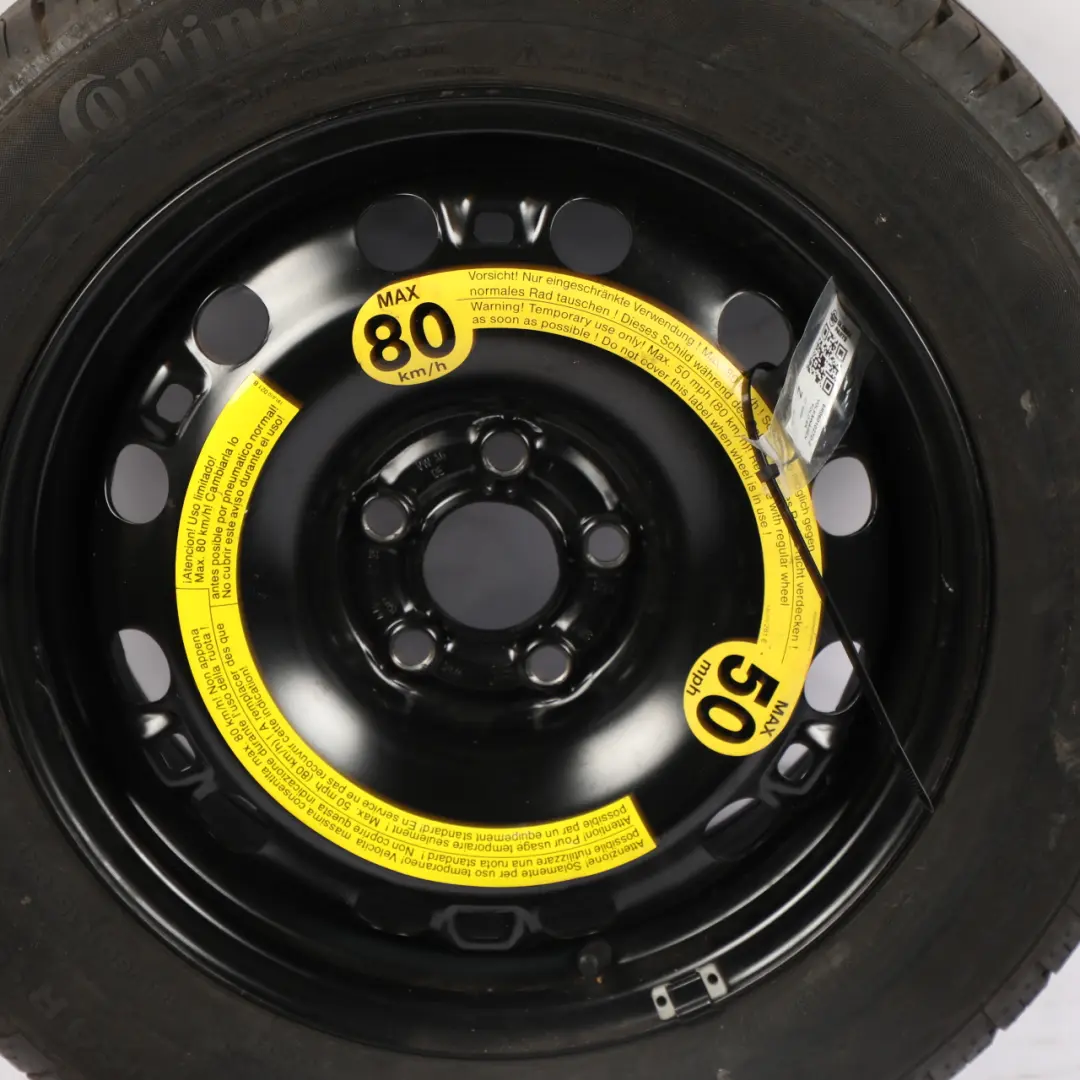 VW Volkswagen Polo 6R Spare Wheel Steel R15 Tyre Continental 185/60 - SKU 6R0601027D-2 - Part number 6R0601027D