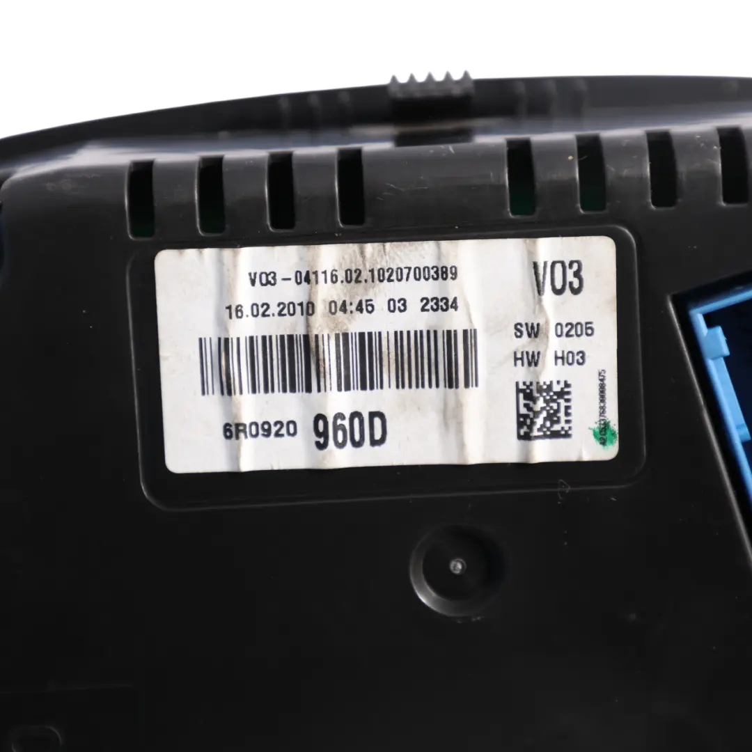 Volkswagen VW Polo 6R Instrument Cluster Speedo Clocks Petrol Manual - SKU RHD-6R0920960D - Part number 6R0920960D