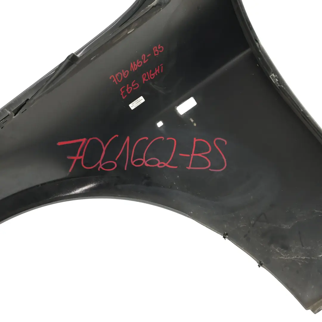 BMW E65 E66 E67 Seitenteil Flügel Vorne Rechts Schwarz Saphir Metallic - 475 - SKU 7061662-BS - Teilenummer 7061662